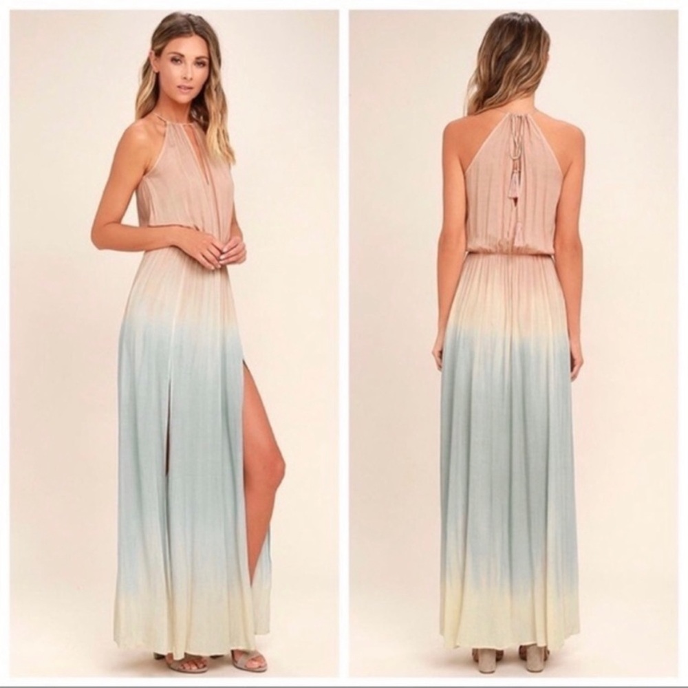 Lulu’s Bohemian halter long flowy Grecian dress